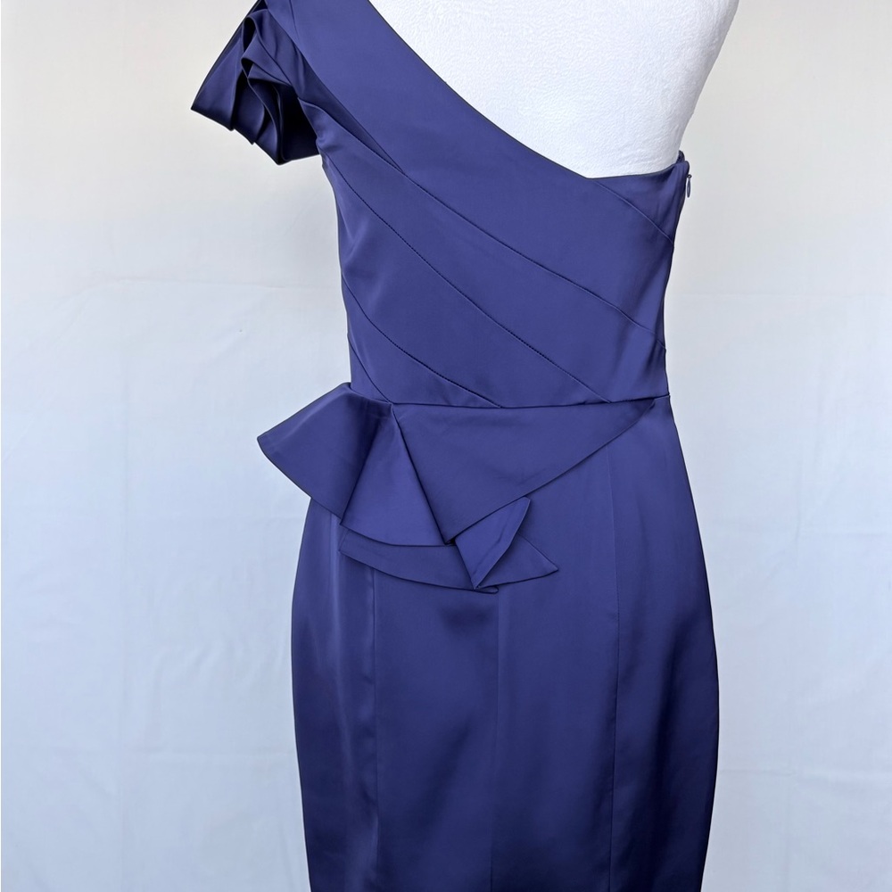 Cartise Satin One Shoulder off Sheath Peplum Purple Party Graduation Dress Sz 8 - Picture 4 of 14